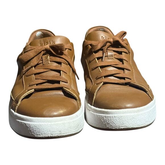 Kizik Hands-Free Slip-On Leather Sneakers Men's 11 Brown White Casual Comfort - Picture 2 of 8